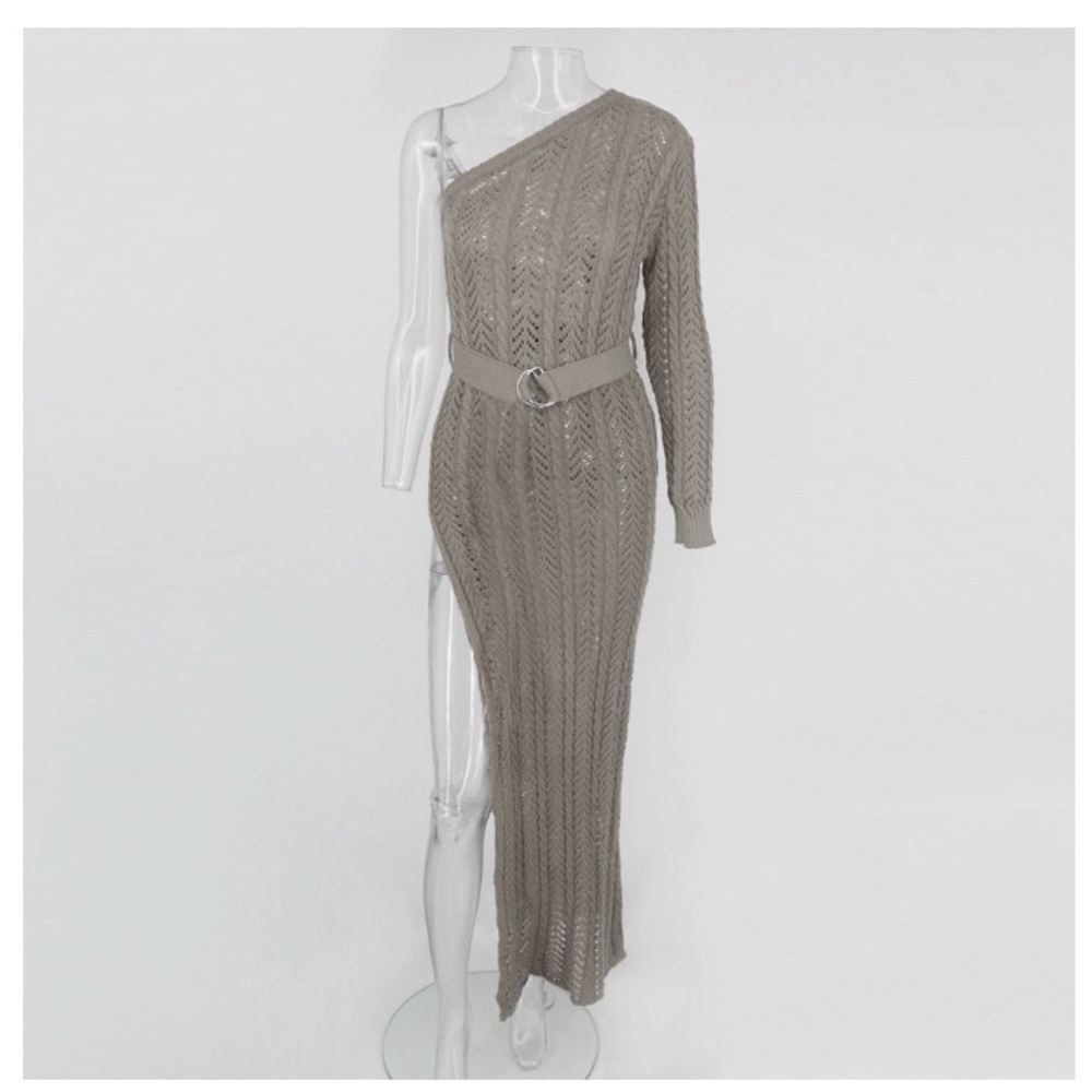 NEW! Knitted Maxi Side Slit Dress - Picture 2 of 6